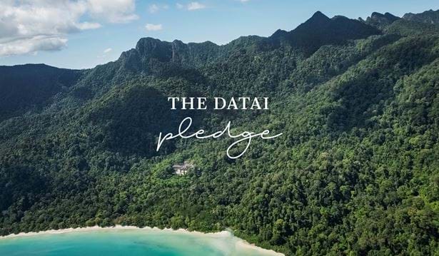 The Datai Langkawi Aerial View with The Datai Pledge logo